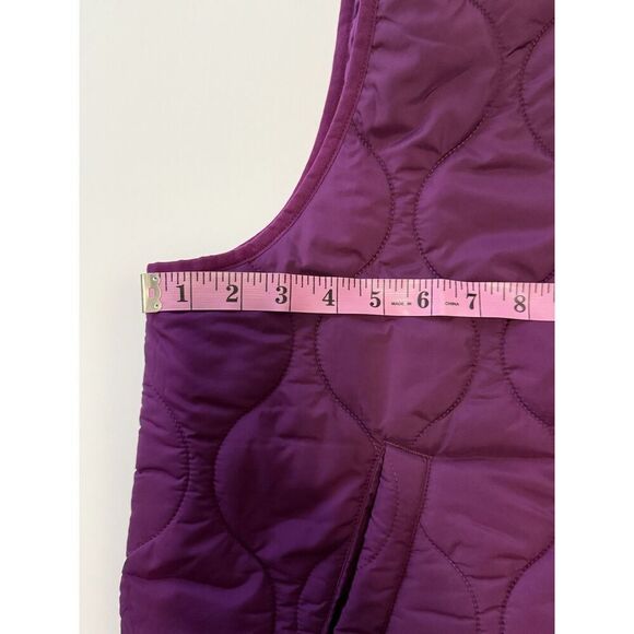 Lou & Grey Quilted Puffer Vest Luxe Purple Pocket Snaps Funnel Collar Size XXL - Picture 9 of 12